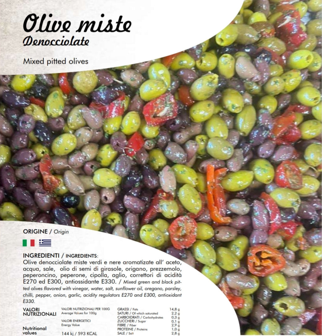 Zold/Fekete vegyes - Olive miste Denocciolate - Mixed pitted olives